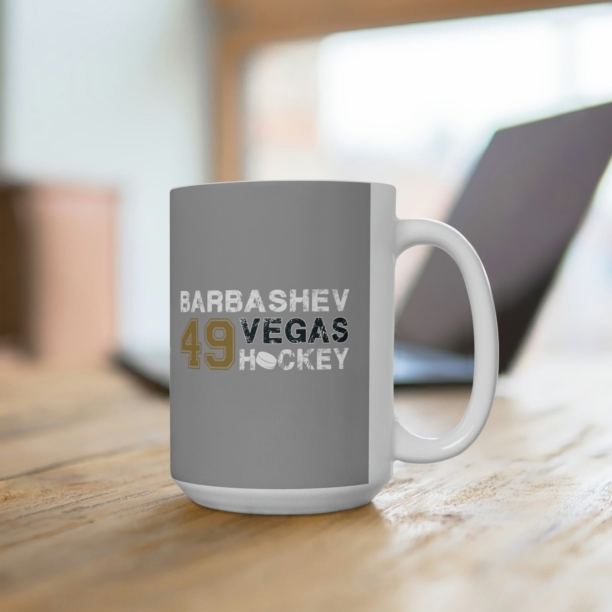 Mug Barbashev 49 Vegas Hockey Ceramic Coffee Mug In Gray, 15oz