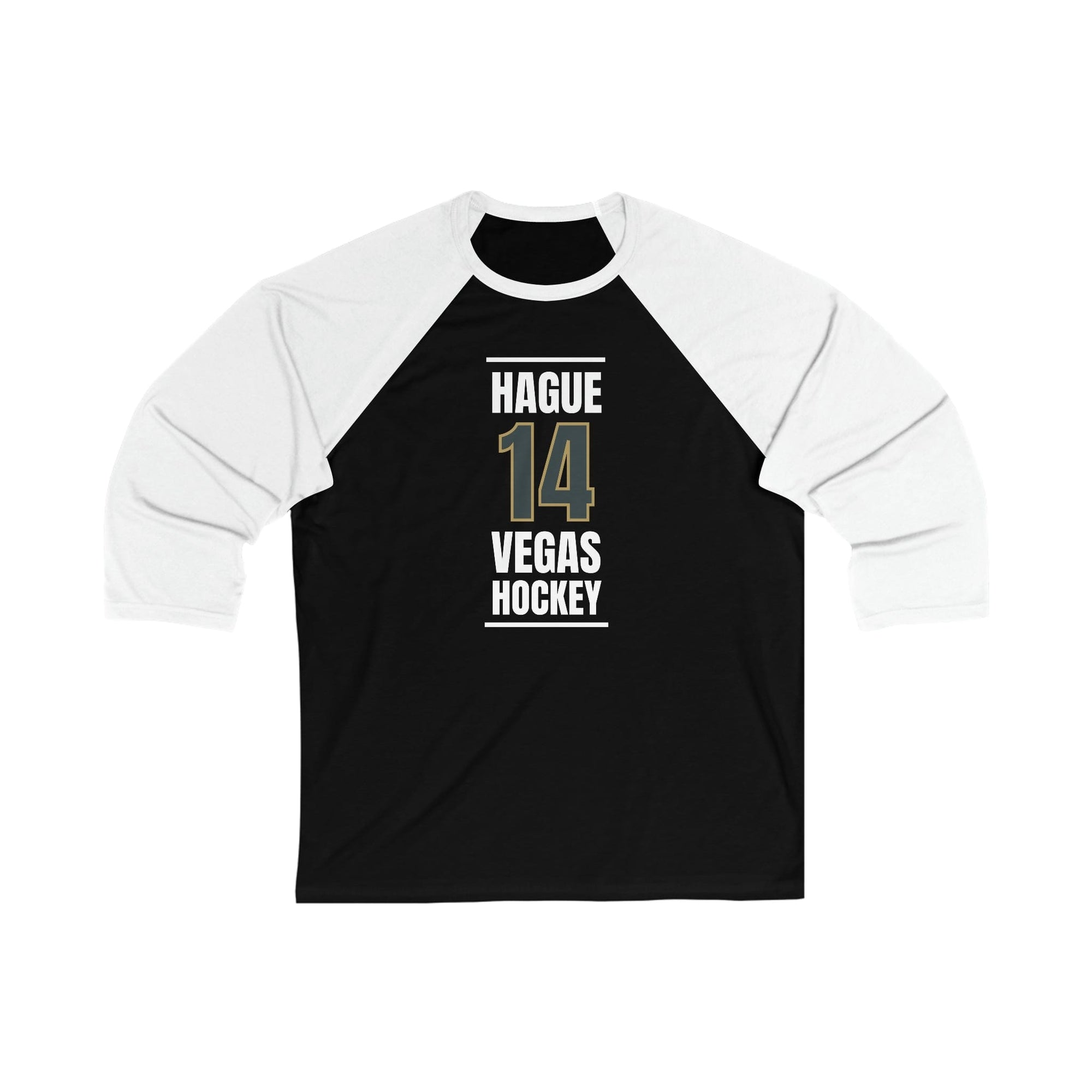Long-sleeve Hague 14 Vegas Hockey Steel Gray Vertical Design Unisex Tri-Blend 3/4 Sleeve Raglan Baseball Shirt