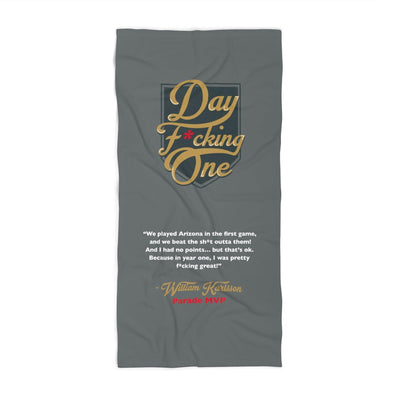 Home Decor "Day F*cking One" Grey Beach Towel