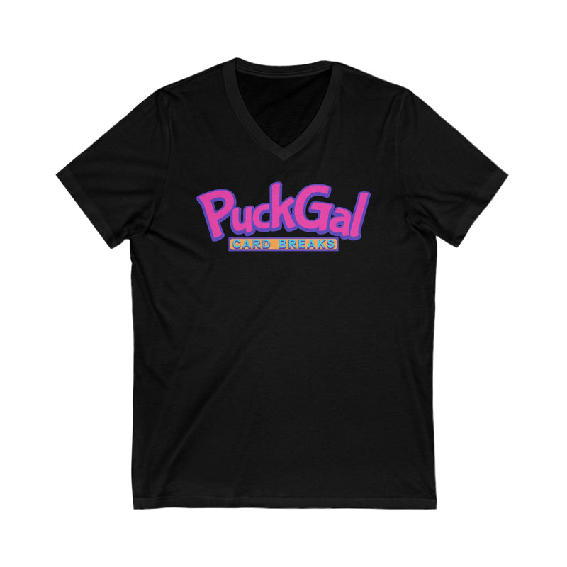 V-neck "Puck Gal Card Breaks" Unisex V-Neck T-Shirt