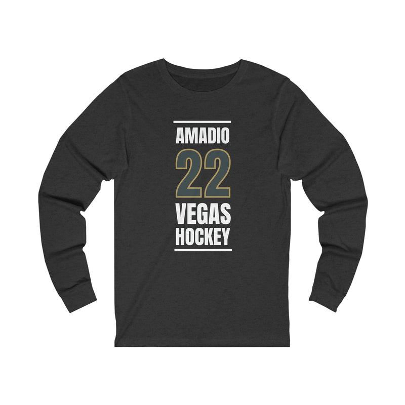 Long-sleeve Amadio 22 Vegas Hockey Steel Gray Vertical Design Unisex Jersey Long Sleeve Shirt