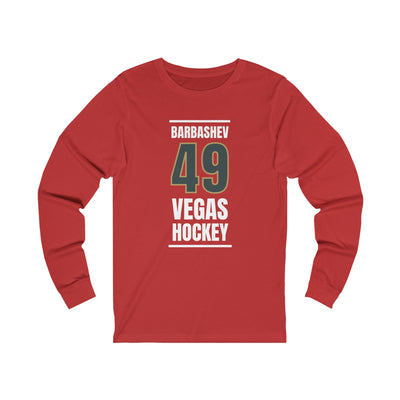 Long-sleeve Barbashev 49 Vegas Hockey Steel Gray Vertical Design Unisex Jersey Long Sleeve Shirt
