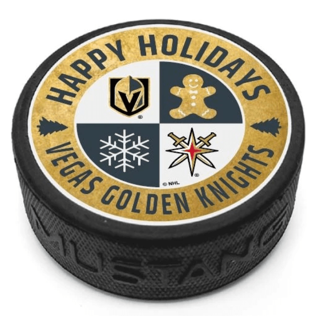 Vegas Golden Knights Hockey Puck:  Happy Holidays