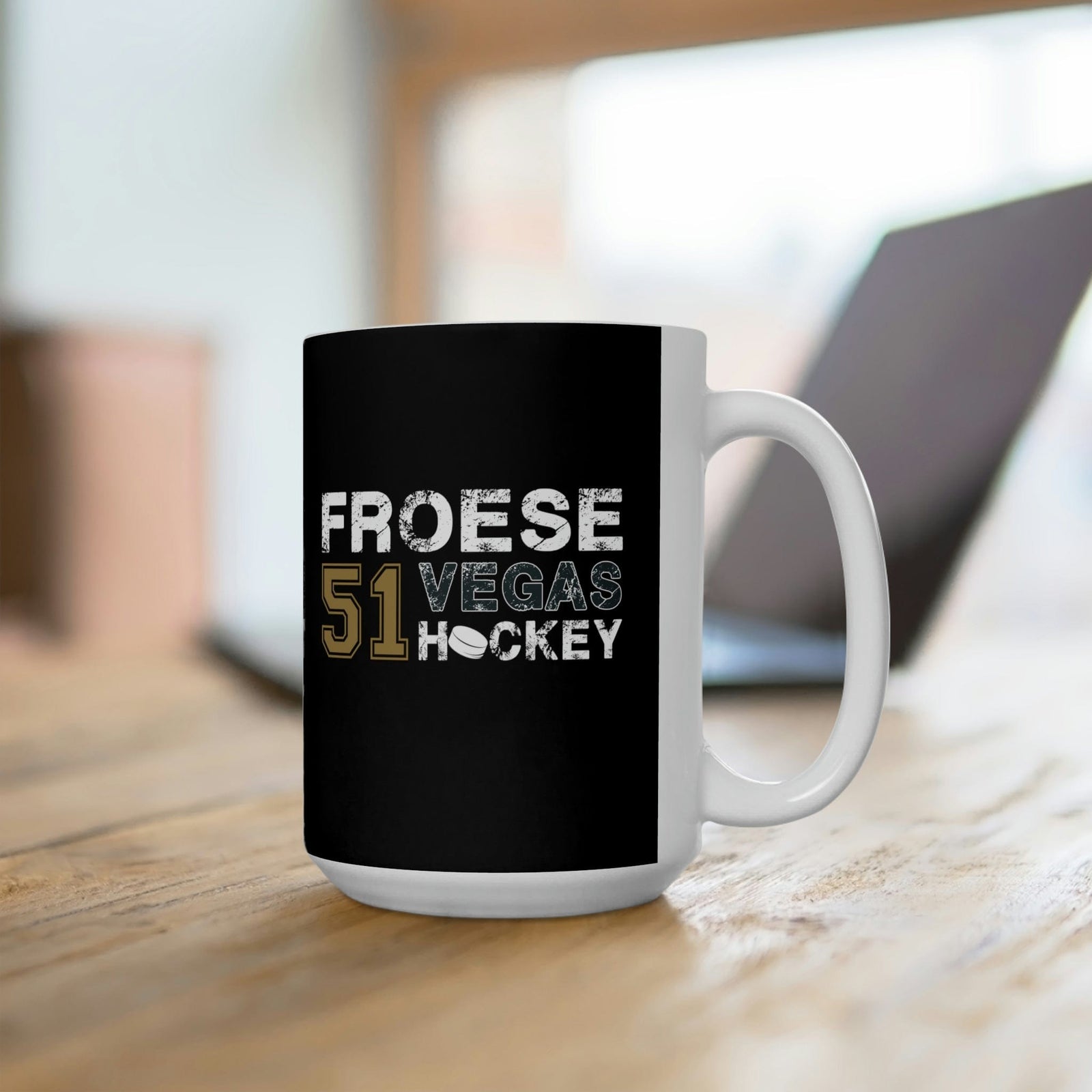 Mug Froese 51 Vegas Hockey Ceramic Coffee Mug In Black, 15oz