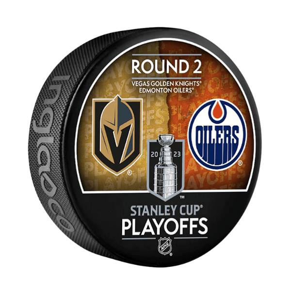2023 Stanley Cup Playoffs Vegas Golden Knights vs. Edmonton Oilers Round 2 Dueling Souvenir Hockey Puck