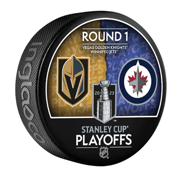 2023 Stanley Cup Playoffs Vegas Golden Knights vs. Winnipeg Jets Round 1 Dueling Souvenir Hockey Puck
