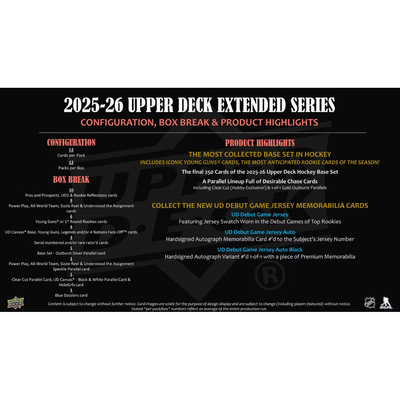 Puck Gal Card Breaks Public #223: 25/26 Extended Series Half Case Pick Your Team (6 Boxes)!