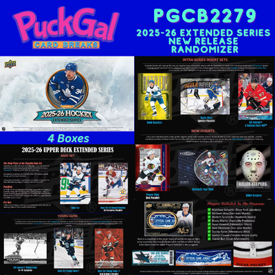 Puck Gal Card Breaks #2279:  NEW RELEASE 2025-26 Extended Series 4-Box Randomizer