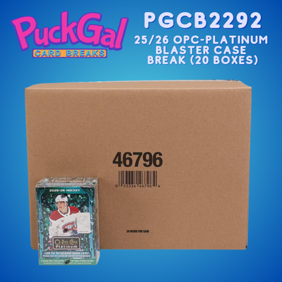 Puck Gal Card Breaks #2292: 2025-26 O-Pee-Chee Platinum Blaster Box Case Break (20 boxes)