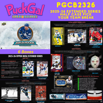 Puck Gal Card Breaks #2326: 25/26 Extended Series Half Case Pick Your Team (6 Boxes)!