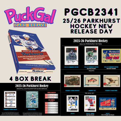 Puck Gal Card Breaks #2341: New Release 2025-26 Parkhurst Hockey 4-Box Break