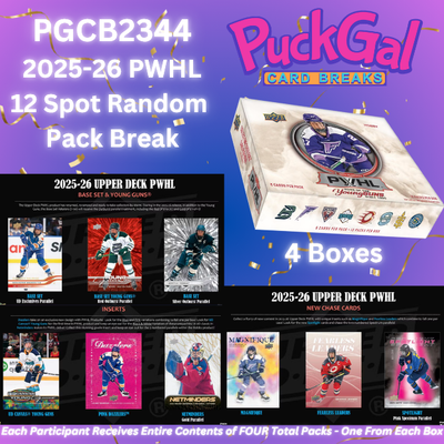 Puck Gal Card Breaks #2344: 2025-26 PWHL 4-Box:  12 Spot Random Pack Break
