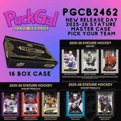 Puck Gal Card Breaks #2462: 25/26 Stature Master Case Pick Your Team!  (16 Boxes)