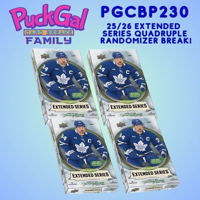 Puck Gal Card Breaks Public #230:  2025-26 Extended Series Quad Randomizer Break