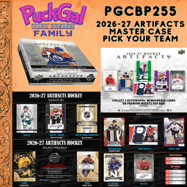 Puck Gal Card Breaks Public #255: 26/27 Artifacts Master Case Pick Your Team!