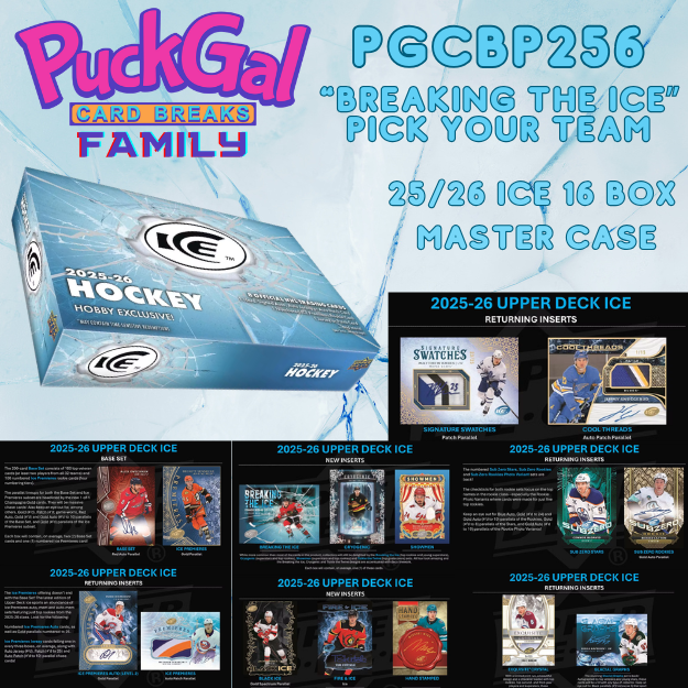 Puck Gal Card Breaks Public #256: 2025-26 Ice 16-Box Master Case Pick Your Team!