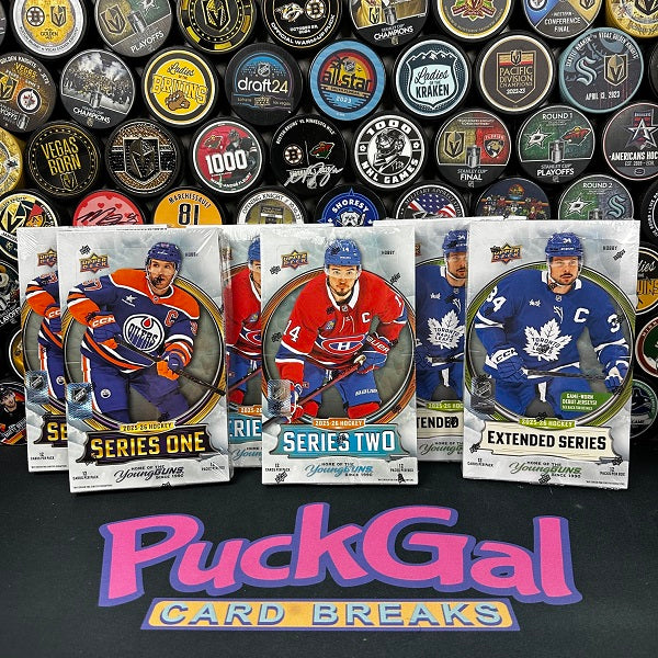 Puck Gal Card Breaks Public #249: 25/26 Season Flagship Series Boxes Pick Your Team (6 Boxes)