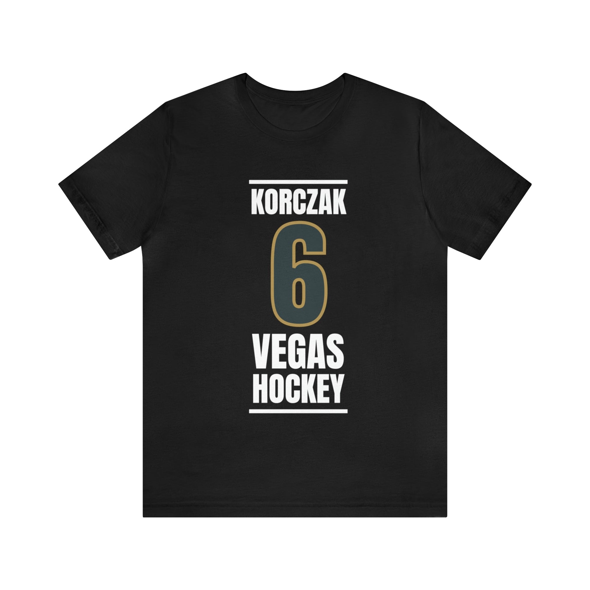 T-Shirt Korczak 6 Vegas Hockey Steel Gray Vertical Design Unisex T-Shirt