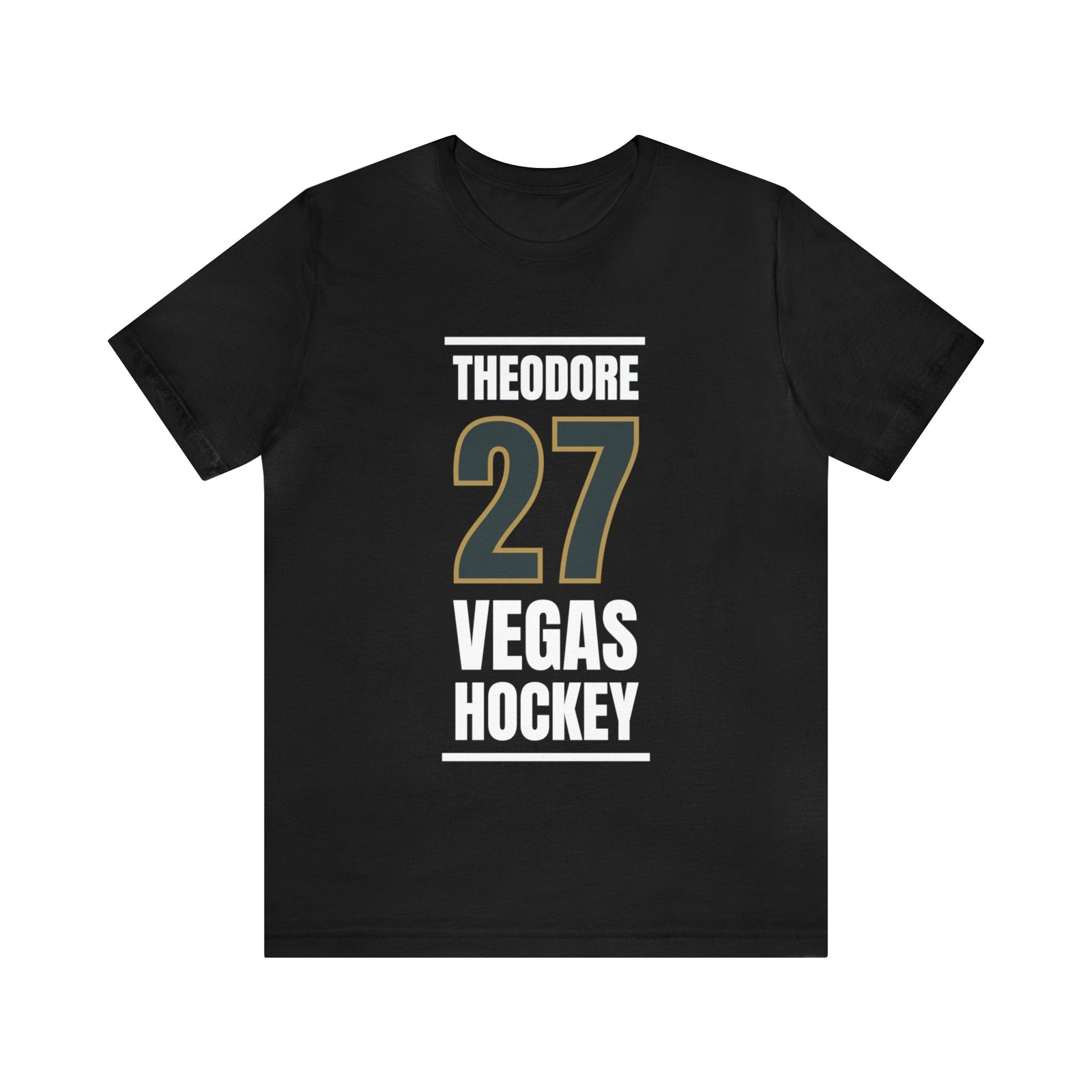 T-Shirt Theodore 27 Vegas Hockey Steel Gray Vertical Design Unisex T-Shirt