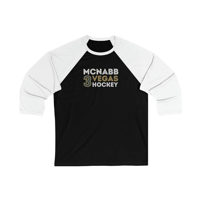 Long-sleeve McNabb 3 Vegas Hockey Grafitti Wall Design Unisex Tri-Blend 3/4 Sleeve Raglan Baseball Shirt