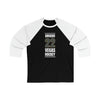 Long-sleeve Amadio 22 Vegas Hockey Steel Gray Vertical Design Unisex Tri-Blend 3/4 Sleeve Raglan Baseball Shirt