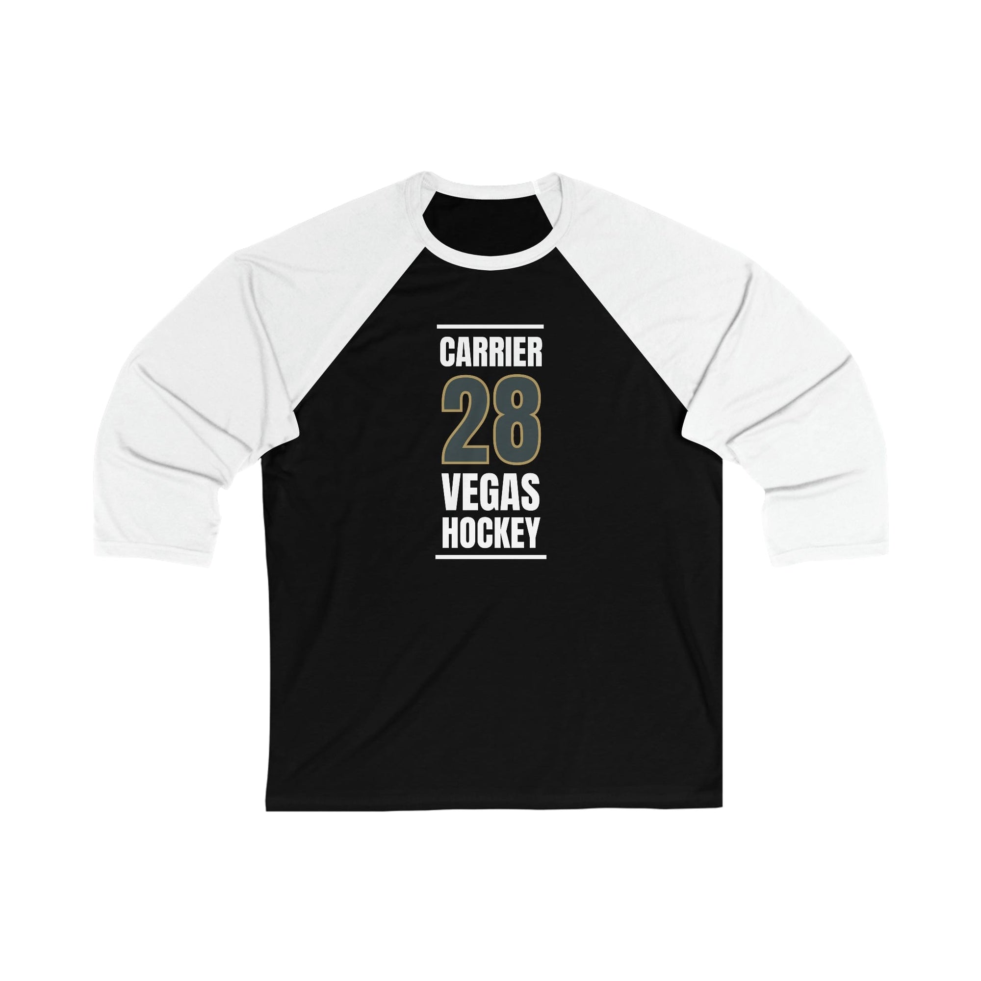 Long-sleeve Carrier 28 Vegas Hockey Steel Gray Vertical Design Unisex Tri-Blend 3/4 Sleeve Raglan Baseball Shirt