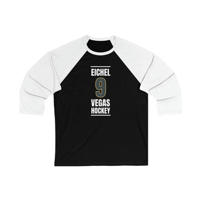 Long-sleeve Eichel 9 Vegas Hockey Steel Gray Vertical Design Unisex Tri-Blend 3/4 Sleeve Raglan Baseball Shirt