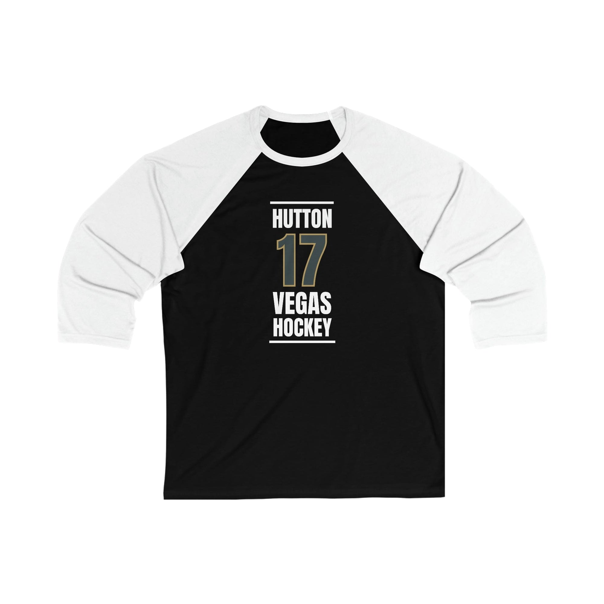 Long-sleeve Hutton 17 Vegas Hockey Steel Gray Vertical Design Unisex Tri-Blend 3/4 Sleeve Raglan Baseball Shirt