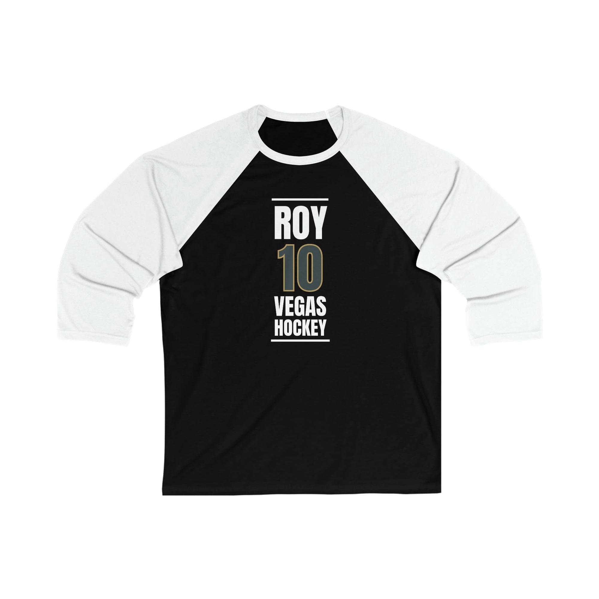 Long-sleeve Roy 10 Vegas Hockey Steel Gray Vertical Design Unisex Tri-Blend 3/4 Sleeve Raglan Baseball Shirt