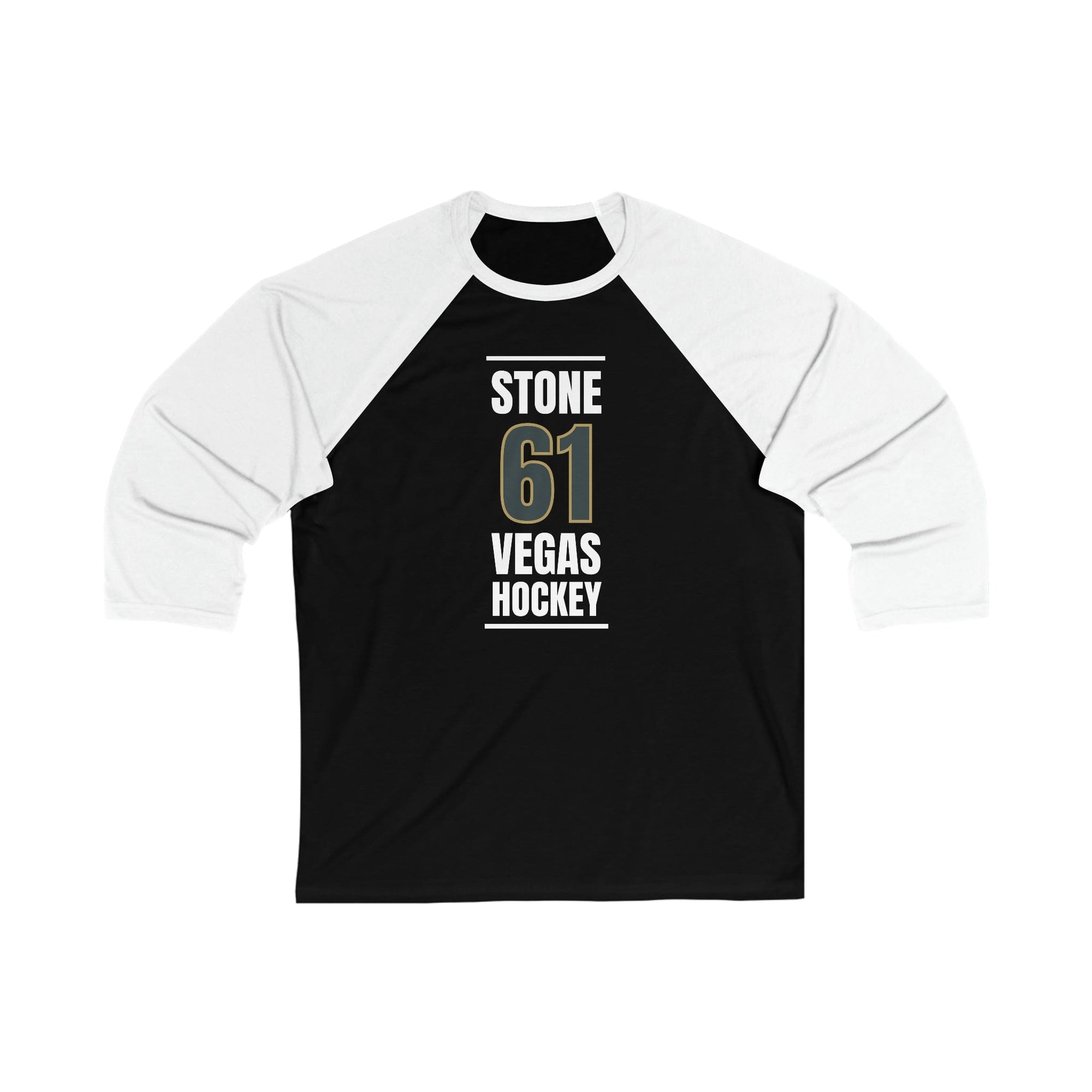 Long-sleeve Stone 61 Vegas Hockey Steel Gray Vertical Design Unisex Tri-Blend 3/4 Sleeve Raglan Baseball Shirt