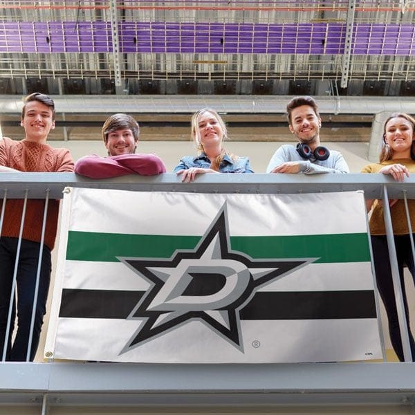 Dallas Stars Horizontal Stripe White Deluxe Flag, 3x5 Feet