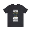 T-Shirt Hutton 17 Vegas Hockey Steel Gray Vertical Design Unisex T-Shirt