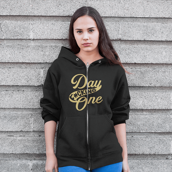 Hoodie "Day F*cking One" Vegas Golden Knights Retro Design Unisex Full Zip Hoodie