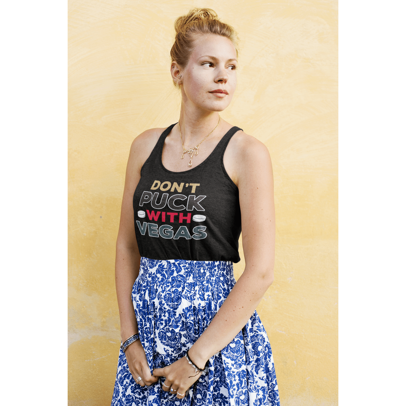 Tank Top "Don't Puck With Vegas" Women's Tri-Blend Racerback Tank Top