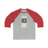 Long-sleeve Cotter 43 Vegas Hockey Steel Gray Vertical Design Unisex Tri-Blend 3/4 Sleeve Raglan Baseball Shirt