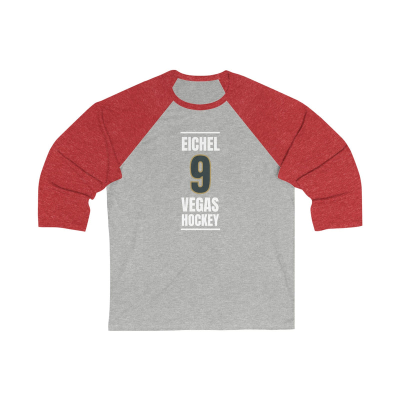 Long-sleeve Eichel 9 Vegas Hockey Steel Gray Vertical Design Unisex Tri-Blend 3/4 Sleeve Raglan Baseball Shirt