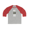 Long-sleeve Hill 33 Vegas Hockey Steel Gray Vertical Design Unisex Tri-Blend 3/4 Sleeve Raglan Baseball Shirt