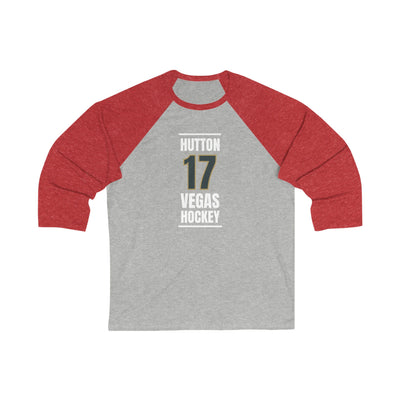 Long-sleeve Hutton 17 Vegas Hockey Steel Gray Vertical Design Unisex Tri-Blend 3/4 Sleeve Raglan Baseball Shirt