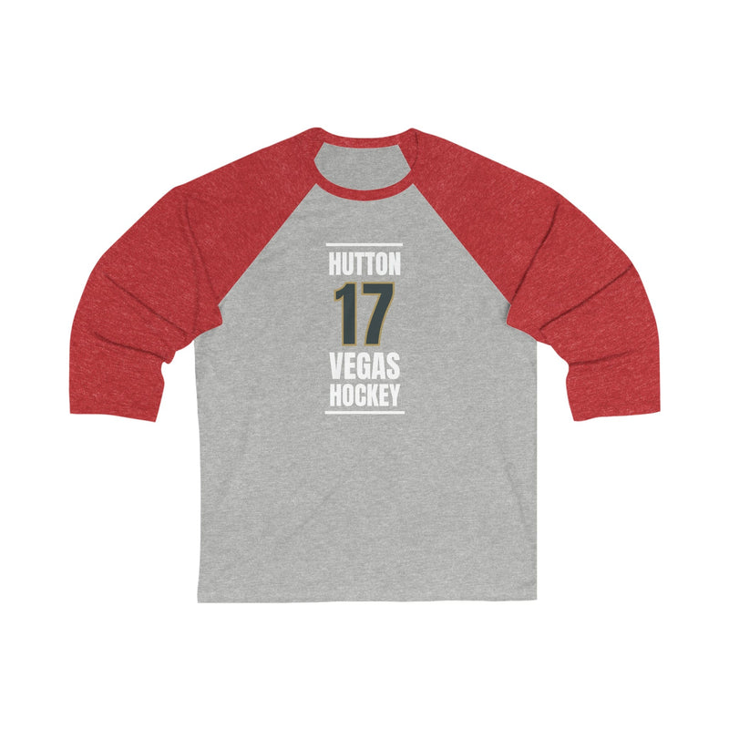 Long-sleeve Hutton 17 Vegas Hockey Steel Gray Vertical Design Unisex Tri-Blend 3/4 Sleeve Raglan Baseball Shirt