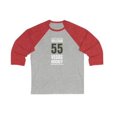 Long-sleeve Kolesar 55 Vegas Hockey Steel Gray Vertical Design Unisex Tri-Blend 3/4 Sleeve Raglan Baseball Shirt