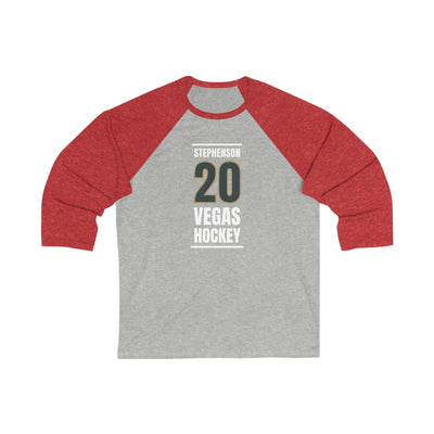 Long-sleeve Stephenson 20 Vegas Hockey Steel Gray Vertical Design Unisex Tri-Blend 3/4 Sleeve Raglan Baseball Shirt
