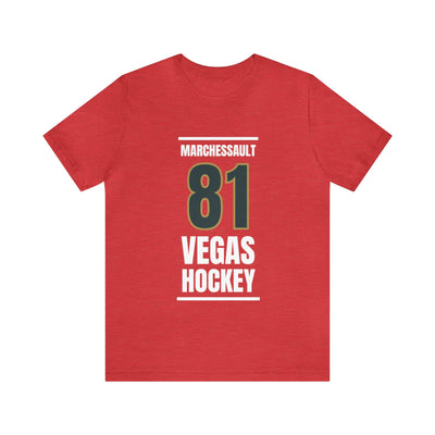 T-Shirt Marchessault 81 Vegas Hockey Steel Gray Vertical Design Unisex T-Shirt