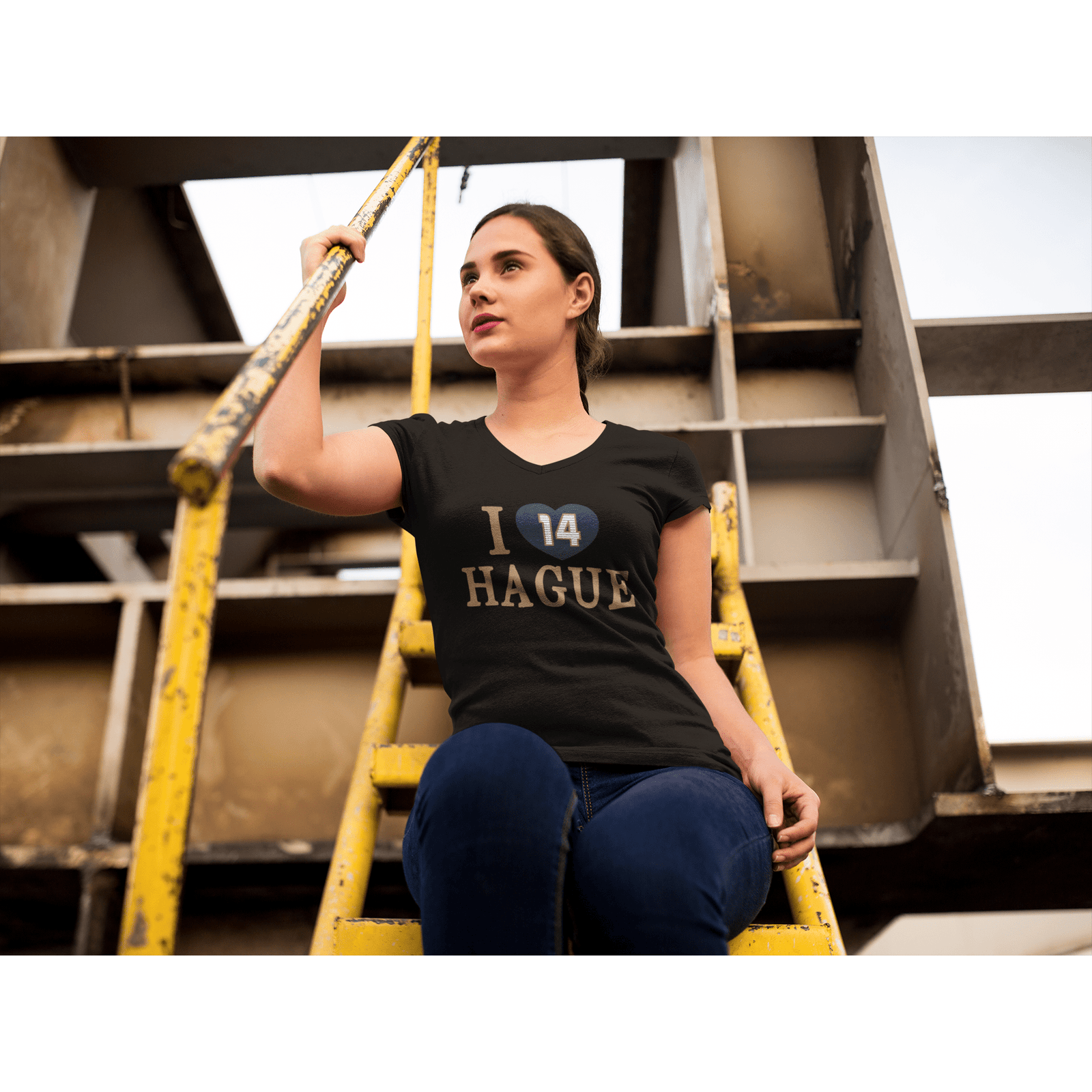 V-neck I Heart Hague Unisex V-Neck Tee