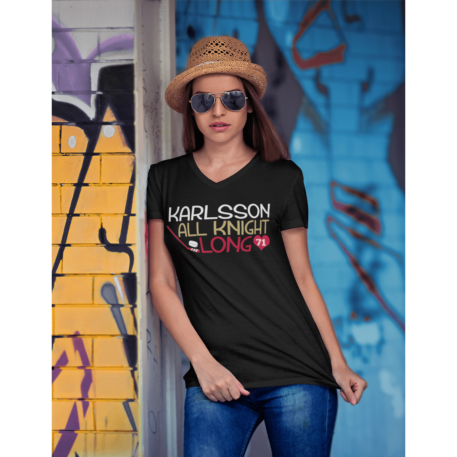 V-neck Karlsson All Knight Long Unisex V-Neck Tee