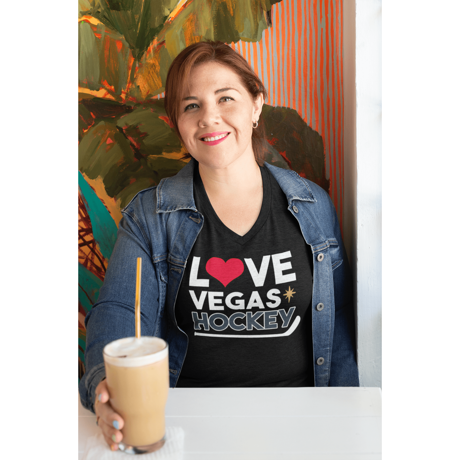 V-neck "Love Vegas Hockey" Unisex V-Neck Tee