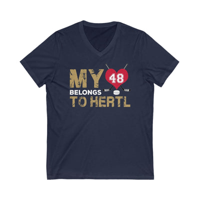 V-neck My Heart Belongs To Hertl Unisex Jersey V-Neck Tee