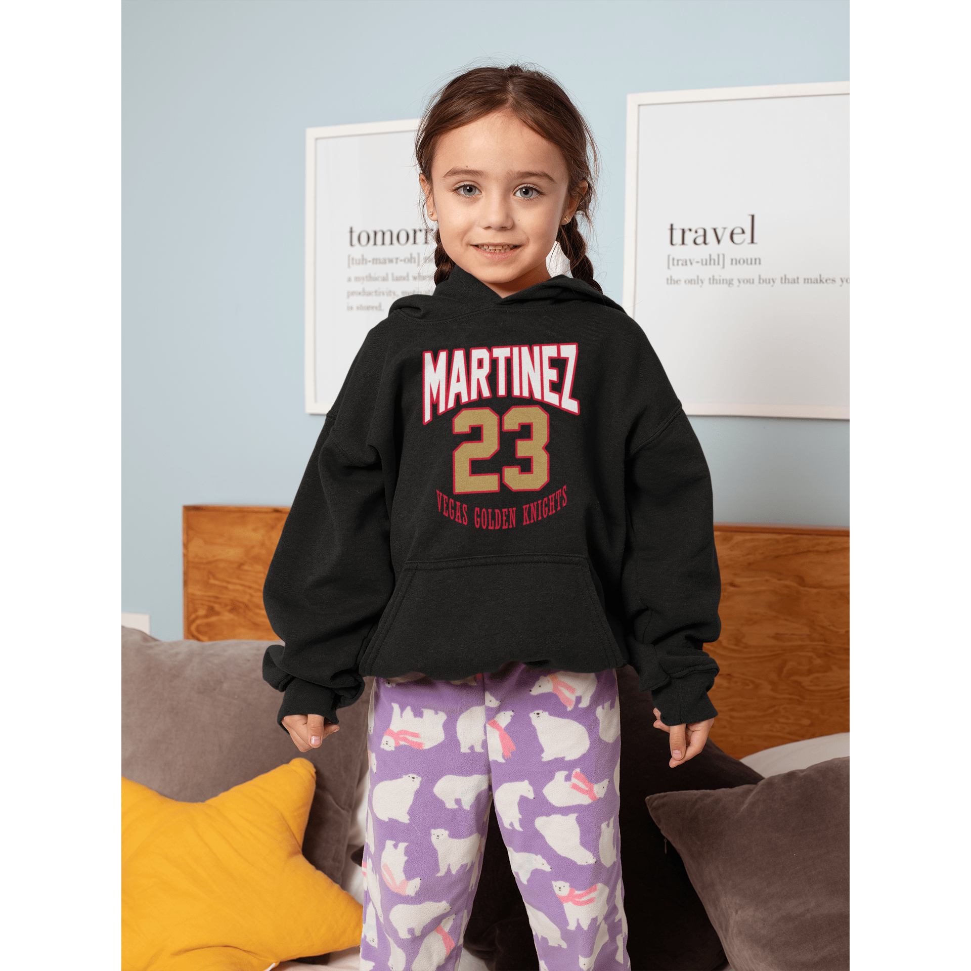 Kids clothes Martinez 23 Vegas Golden Knights Retro Youth Hooded Sweatshirt
