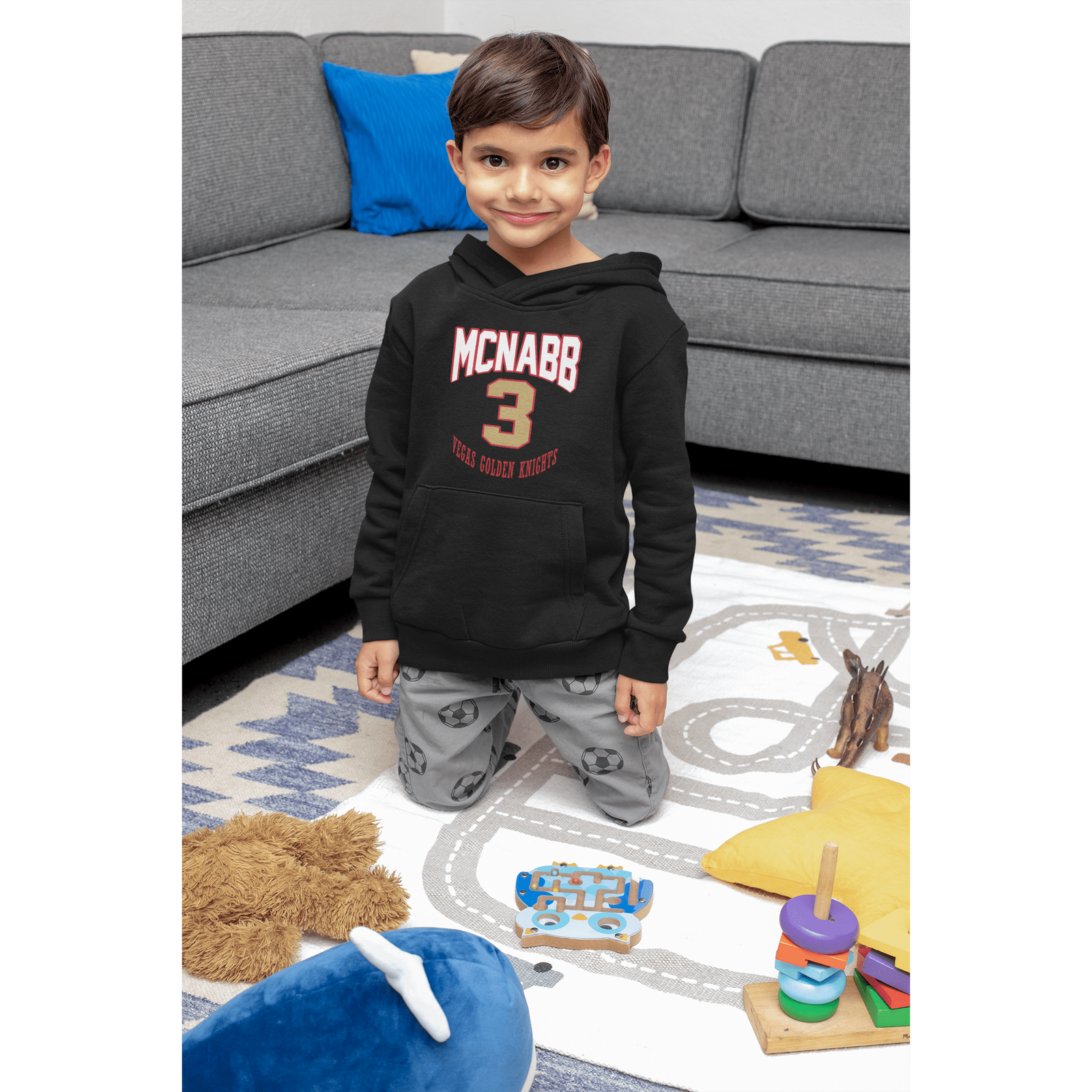 Kids clothes McNabb 3 Vegas Golden Knights Retro Youth Hooded Sweatshirt