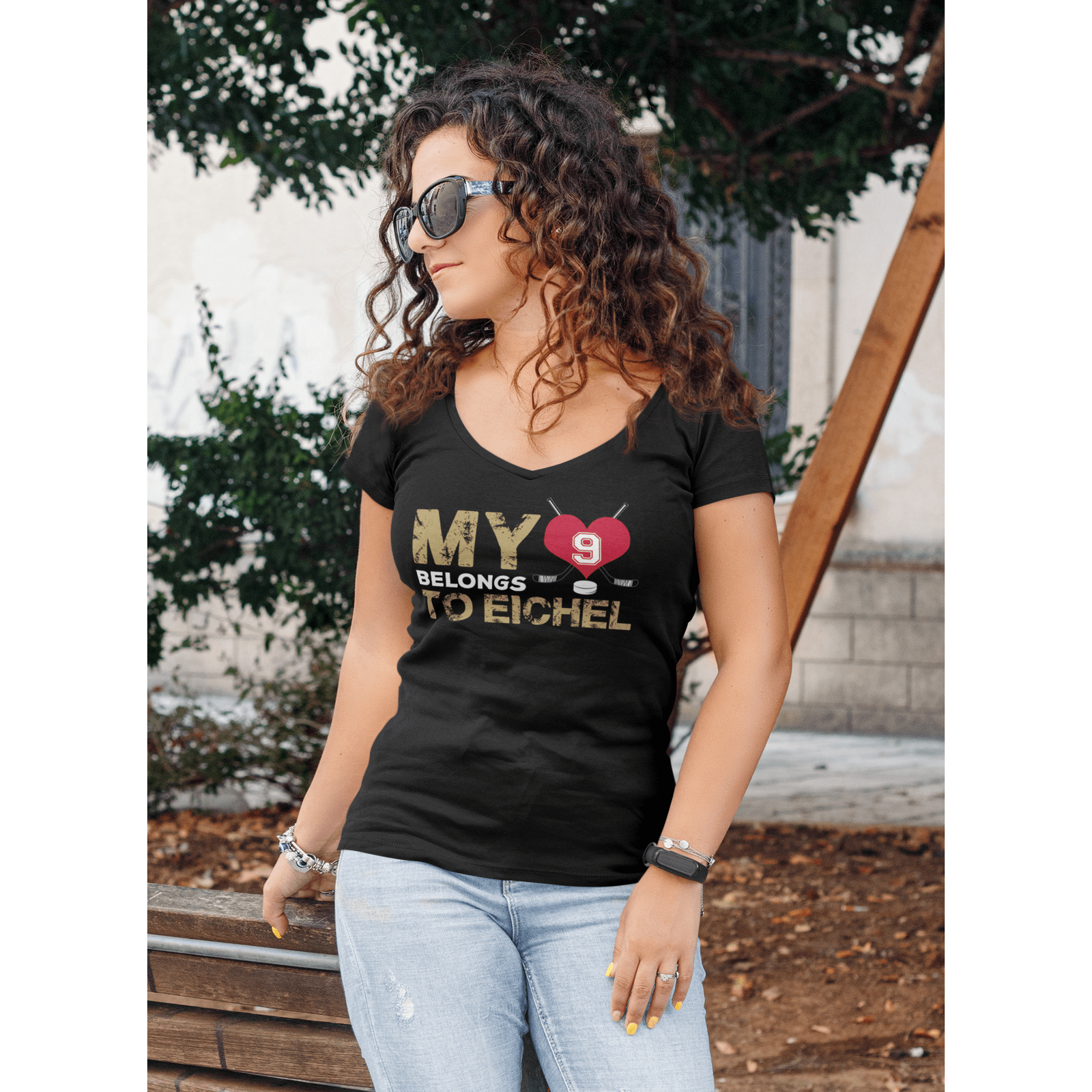 V-neck My Heart Belongs To Eichel Unisex V-Neck Tee