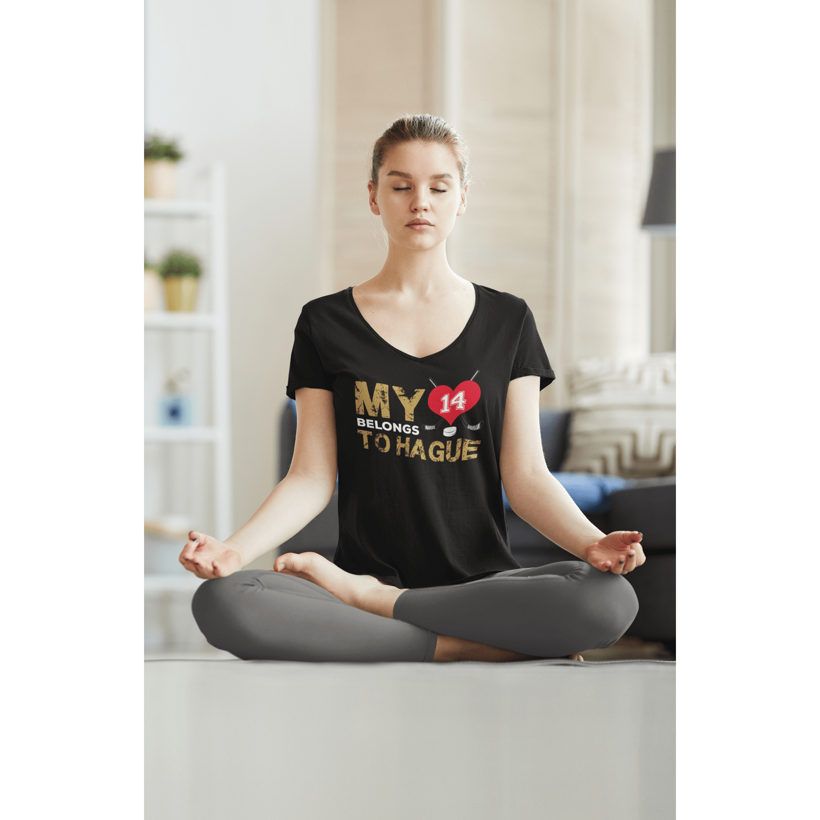 V-neck My Heart Belongs To Hague Unisex V-Neck Tee